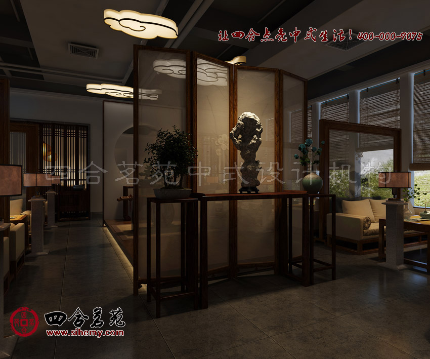 空間規(guī)劃與古樸的裝飾表情 中式茶樓設(shè)計效果圖